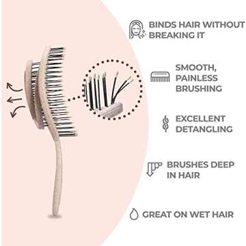 Ninabella Organic Detangling Hair Brush for Women, Men & Children - Does not Pull on Hair - Hair Str...