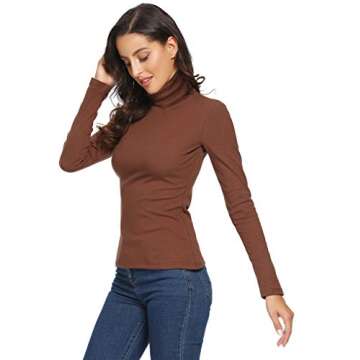 VIIOO Women's Long Sleeve Turtleneck Thermal T-Shirt