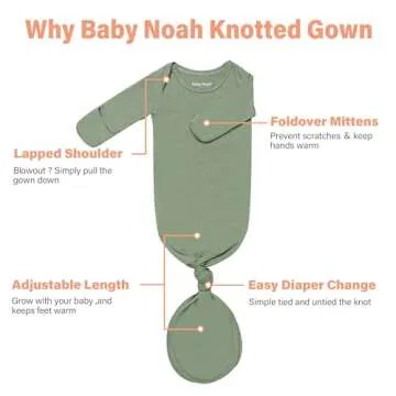 2Pack Knotted Gown Baby 0~3Months, Super Soft Long Sleeve Newborn Hospital Outfit Boy Girl, Gender N...