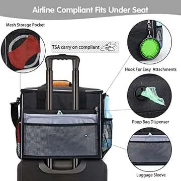 BABEYER Dog Travel Bag with Collapsible Bowl and Food Storage