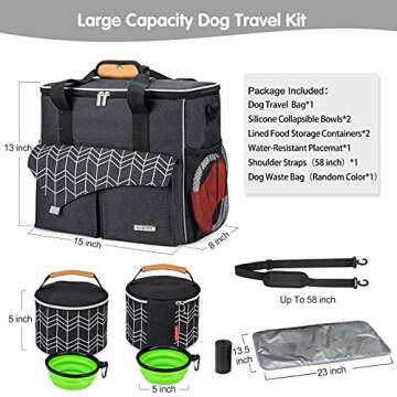 BABEYER Dog Travel Bag with Collapsible Bowl and Food Storage
