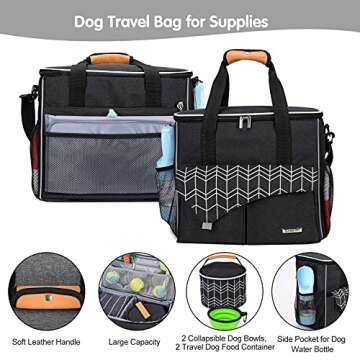 BABEYER Dog Travel Bag with Collapsible Bowl and Food Storage