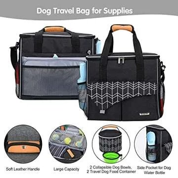 BABEYER Dog Travel Bag with Collapsible Bowl and Food Storage