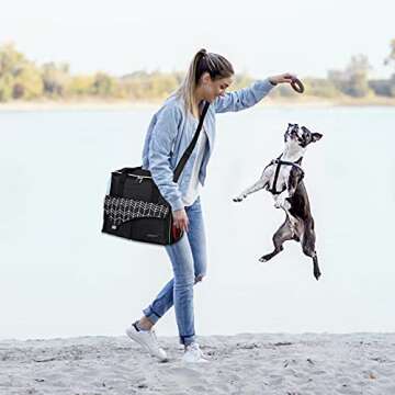 BABEYER Dog Travel Bag with Collapsible Bowl and Food Storage