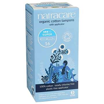Natracare Organic Cotton Super Tampons with Cardboard Applicator, Plastic Free, Chlorine Free, Biode...