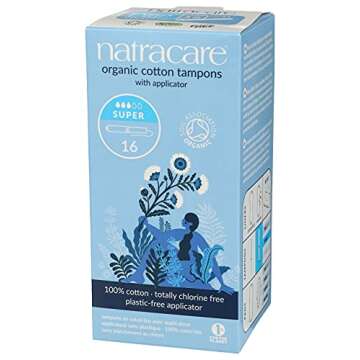 Natracare Organic Cotton Super Tampons with Cardboard Applicator, Plastic Free, Chlorine Free, Biodegradable & Compostable (1 Pack, 16 Tampons Total)