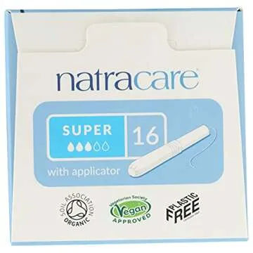 Natracare Organic Cotton Super Tampons with Cardboard Applicator, Plastic Free, Chlorine Free, Biodegradable & Compostable (1 Pack, 16 Tampons Total)