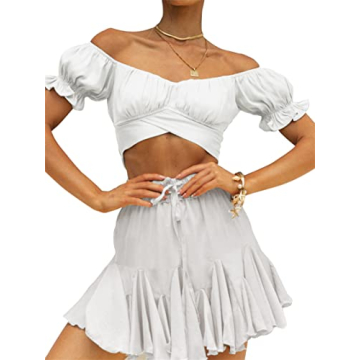 LYANER Women's Ruffle Crop Top - Elegant and Chic Design