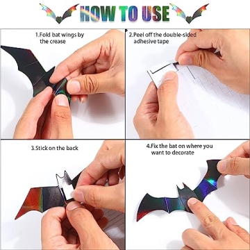 CCINEE 144Pcs Halloween Bat Wall Decor for Spooky Parties