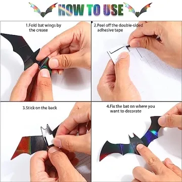 CCINEE 144Pcs Halloween Bat Wall Decor for Spooky Parties