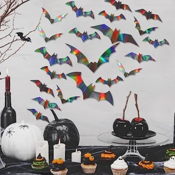 CCINEE 144Pcs Halloween Bat Wall Decor for Spooky Parties