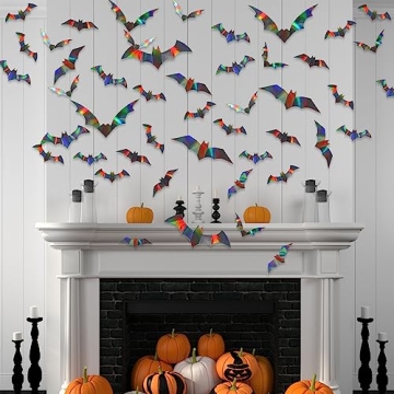 CCINEE 144Pcs Halloween Bat Wall Decor for Spooky Parties