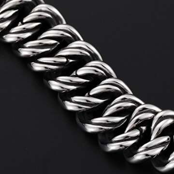 BlueFox Biker Link Bracelet - Polished Titanium, 8.6 Inch