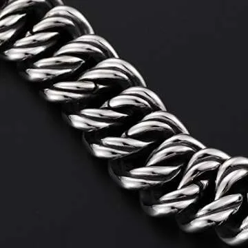 BlueFox Biker Link Bracelet - Polished Titanium, 8.6 Inch