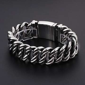 BlueFox Biker Link Bracelet - Polished Titanium, 8.6 Inch