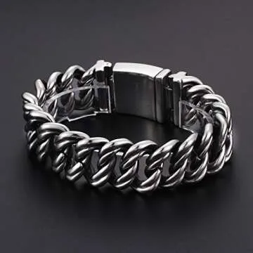 BlueFox Biker Link Bracelet - Polished Titanium, 8.6 Inch