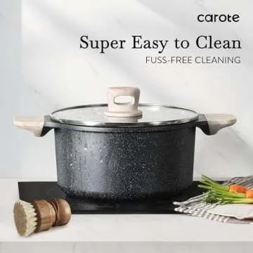 CAROTE Nonstick Pots and Pans Set, Cookware Set Induction Kitchen Cooking Set w/Stock pot & Saucepans, CLassic Black 13pcs