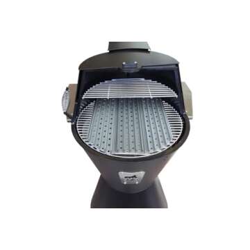 GRILLA OG Alpha Connect Pellet Grill Smoker with Round Design and Sliding Lid, Heavy-Duty Stainless Steel Construction, 488 Square Inches of Cooking Space for Smoking, Outdoor Grilling, Cooking