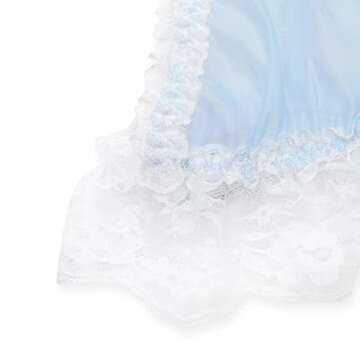 Satini Sissy Frilly Lace Fitted Sheer Bralette (Baby Blue - White, XL)