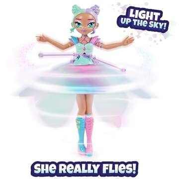 Crystal Flyers, Pastel Kawaii Doll Magical Flying Toy with Lights (Packaging May Vary), Kids Toys for Girls and Boys Ages 5 and up