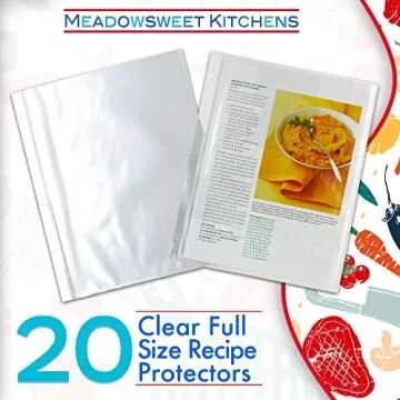 Meadowsweet Kitchens Full Size Clear Plastic Sheets Protector Pages for Recipe Organizer - 20 Clear ...
