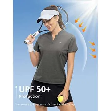 Rdruko Women's Golf Shirt UPF 50% V-Neck Fitness Tee