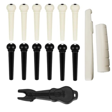 Viemior 12pcs Acoustic Guitar Bridge Pins, Guitar String Pins Pegs With Bridge Pin Puller Remover an...