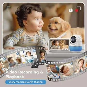 GUSGU Long Range Baby Monitor 2000ft, Noise Cancellation, 1080P Video Baby Monitor No WiFi with Camera and Audio, Powerful Signal Penetration, DIY Music, No-Drill Wall Mount, Greeting Card