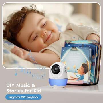GUSGU Long Range Baby Monitor 2000ft, Noise Cancellation, 1080P Video Baby Monitor No WiFi with Camera and Audio, Powerful Signal Penetration, DIY Music, No-Drill Wall Mount, Greeting Card