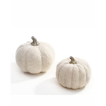 White Wool Pumpkin Decor Set for Fall Halloween Weddings