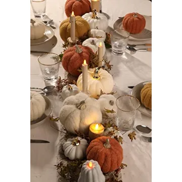 White Wool Pumpkin Decor Set for Fall Halloween Weddings