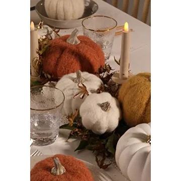 White Wool Pumpkin Decor Set for Fall Halloween Weddings