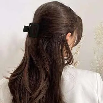 ATODEN Square Matte Hair Claws for Women Girls - 5Pcs Rectangle Medium Non-slip Grip Clamps for Short Thin Hair