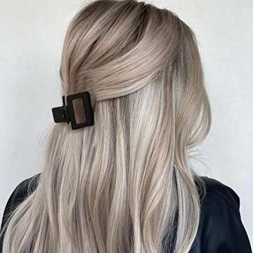 ATODEN Square Matte Hair Claws for Women Girls - 5Pcs Rectangle Medium Non-slip Grip Clamps for Short Thin Hair