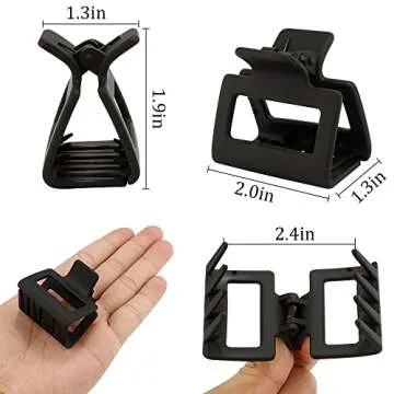 ATODEN Square Matte Hair Claws for Women Girls - 5Pcs Rectangle Medium Non-slip Grip Clamps for Short Thin Hair