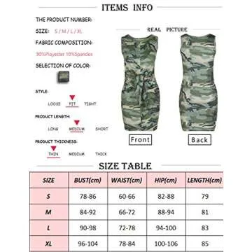 HZSONNE Women's Casual Sleeveless Twist Front Tie Knot Army Green Camouflag Printed Tunic Tops Bodycon S-Line Mini Wrap Dress (Small)