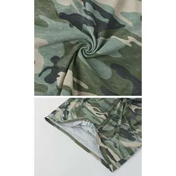 HZSONNE Women's Casual Sleeveless Twist Front Tie Knot Army Green Camouflag Printed Tunic Tops Bodycon S-Line Mini Wrap Dress (Small)