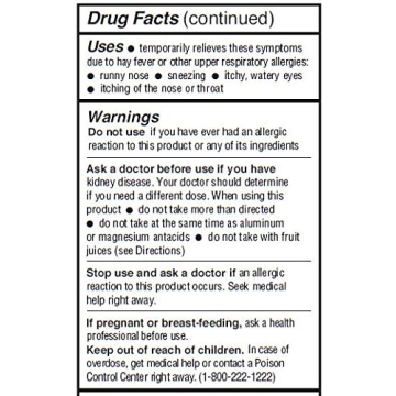Non-Drowsy Fexofenadine HCl 180mg Allergy Relief Like Allegra
