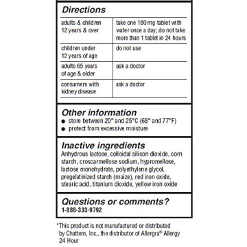 Non-Drowsy Fexofenadine HCl 180mg Allergy Relief Like Allegra