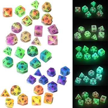 Glow in the Dark Dice Set 35 Pieces for RPG Games