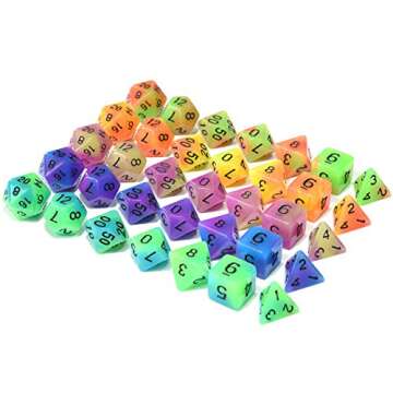 Glow in the Dark Dice Set 35 Pieces for RPG Games