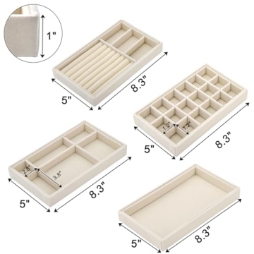Stackable Velvet Jewelry Organizer - Elsjoy Set of 8