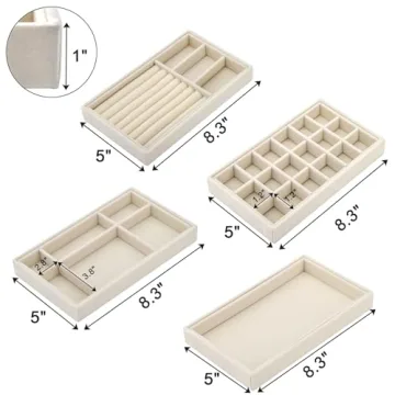 Stackable Velvet Jewelry Organizer - Elsjoy Set of 8
