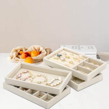 Stackable Velvet Jewelry Organizer - Elsjoy Set of 8