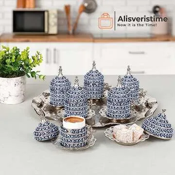 Alisveristime 27 Pc Ottoman Turkish Greek Arabic Coffee Espresso Serving Set - Evil Eye Design Cup a...