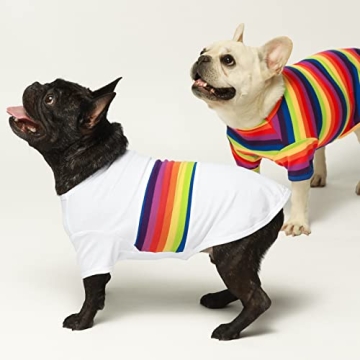 Fitwarm Rainbow Striped Dog Shirt 3 Pack for Small Pets
