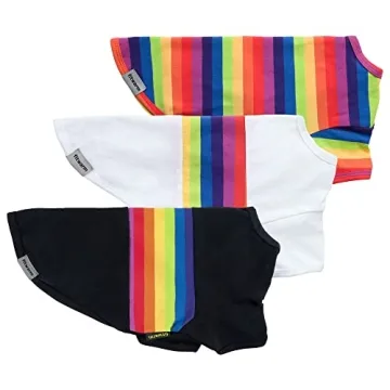 Fitwarm Rainbow Striped Dog Shirt 3 Pack for Small Pets