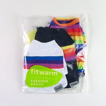 Fitwarm Rainbow Striped Dog Shirt 3 Pack for Small Pets