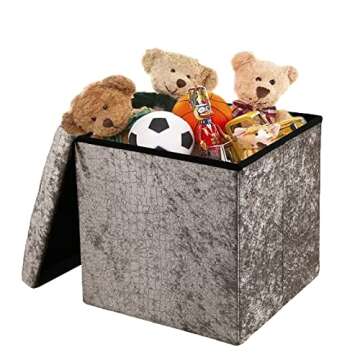 Versatile 15" Folding Ottoman Cube, Stylish Storage and Seating