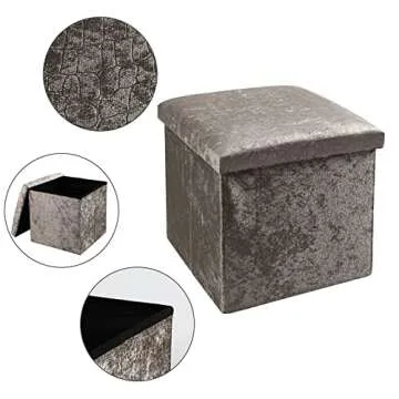 Versatile 15" Folding Ottoman Cube, Stylish Storage and Seating